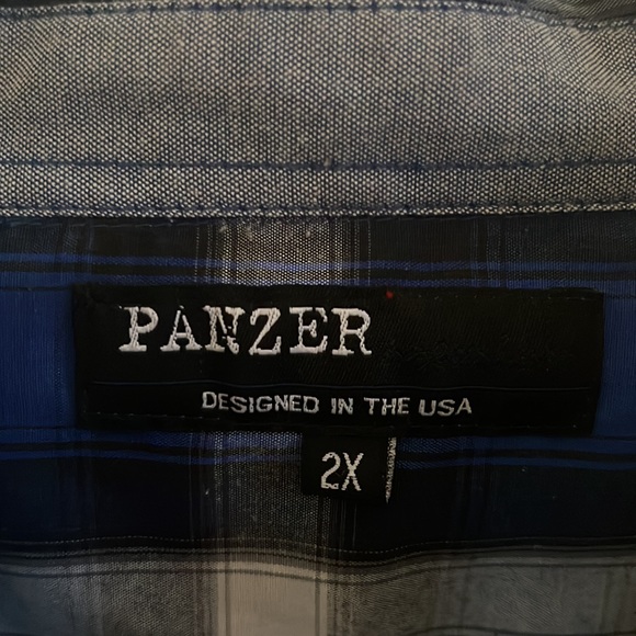Panzer Men Casual Dress Shirt| Size 2X Color Blue/Gray - Picture 8 of 8